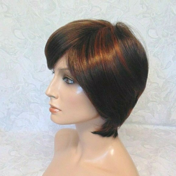 Short Brown Highlighted Heat Resistant Wig main image 11